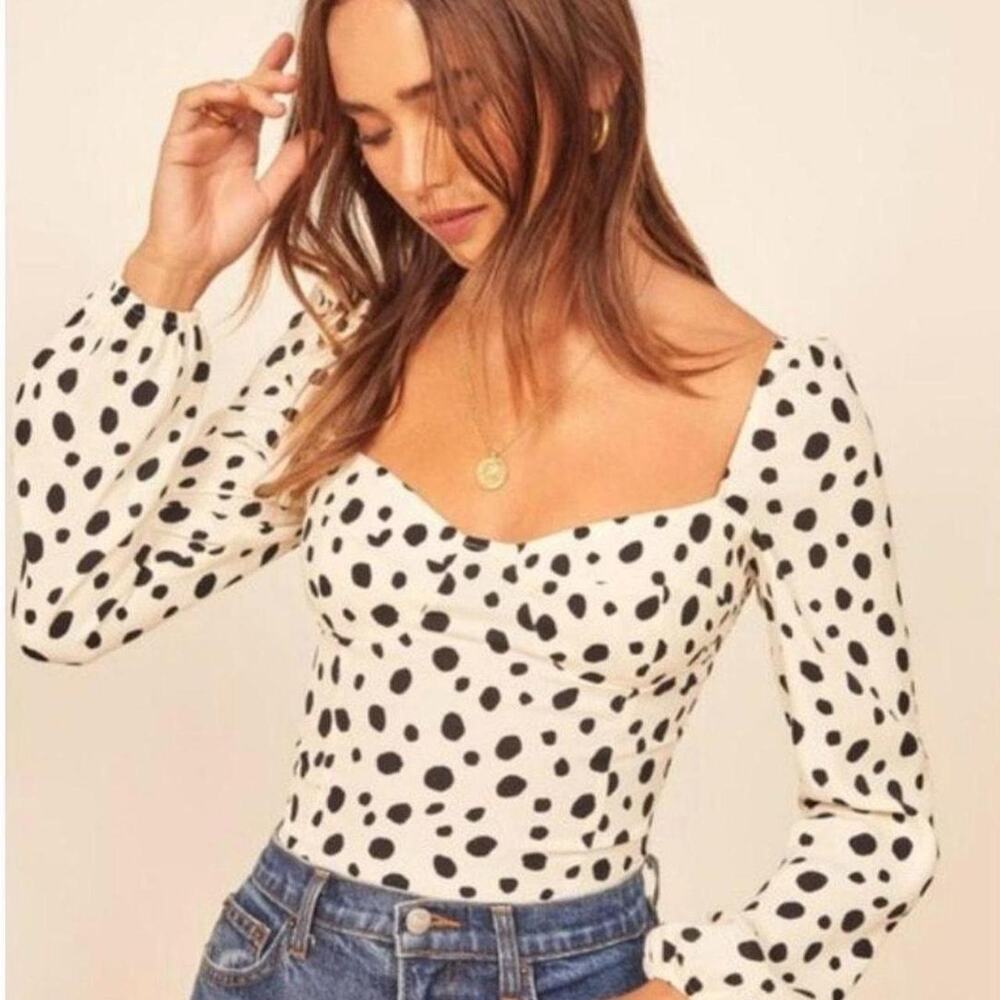 Coquette reformation black polka dot